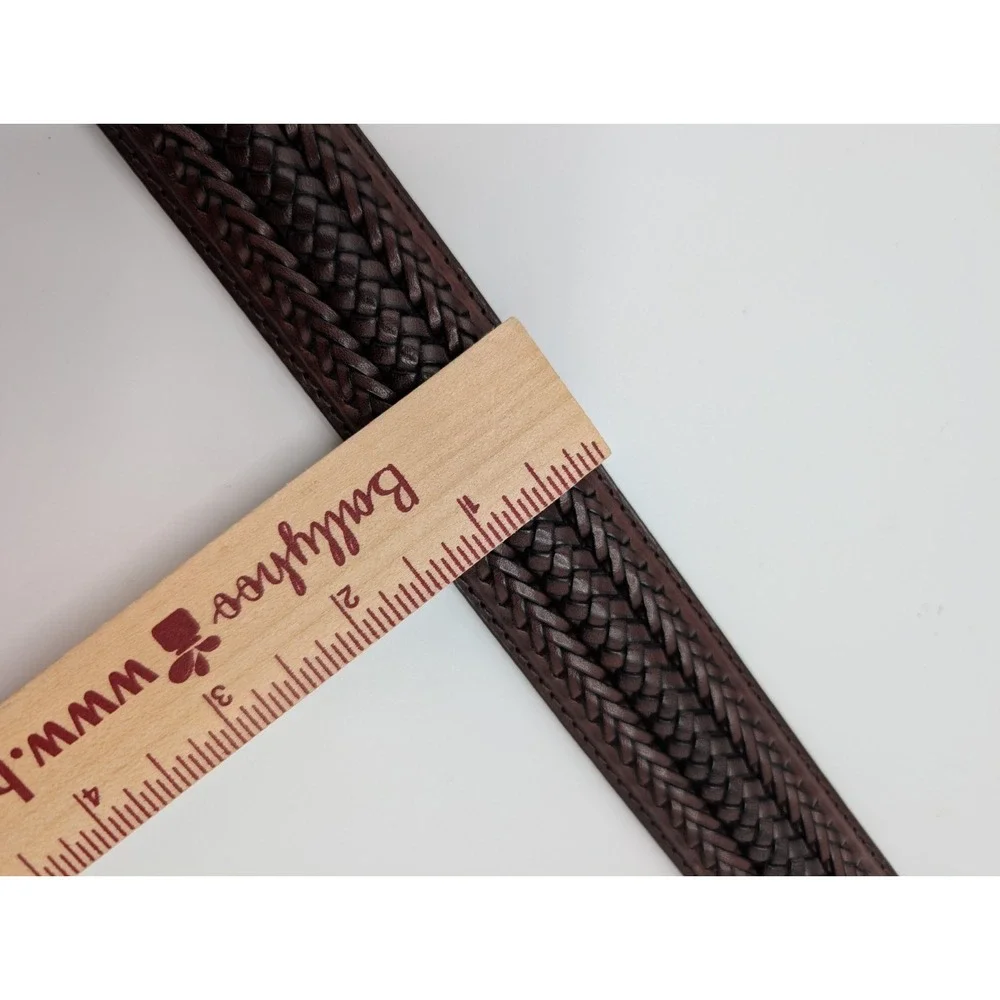 Brighton M21335 Braided Leather Belt Size 34 Brown Full Grain Silver Buckle